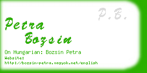 petra bozsin business card